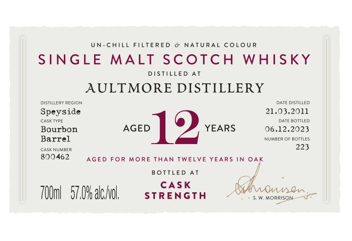 Aultmore 12 Y.O. 2011, A.D. Rattray Cask Collection 57%
