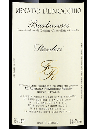 Barbaresco Starderi, Renato Fenocchio 2016 IMPERIAL 5L Bottle