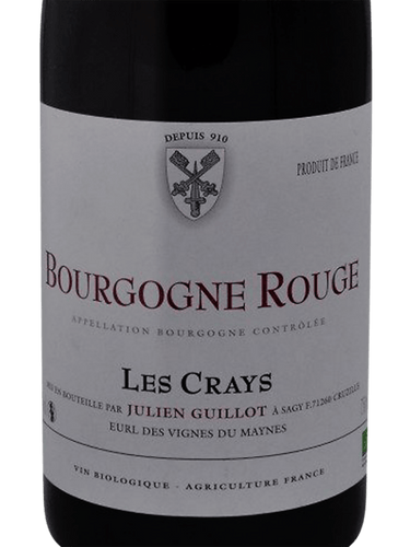 Bourgogne Rouge Les Crays, Vignes du Maynes 2018