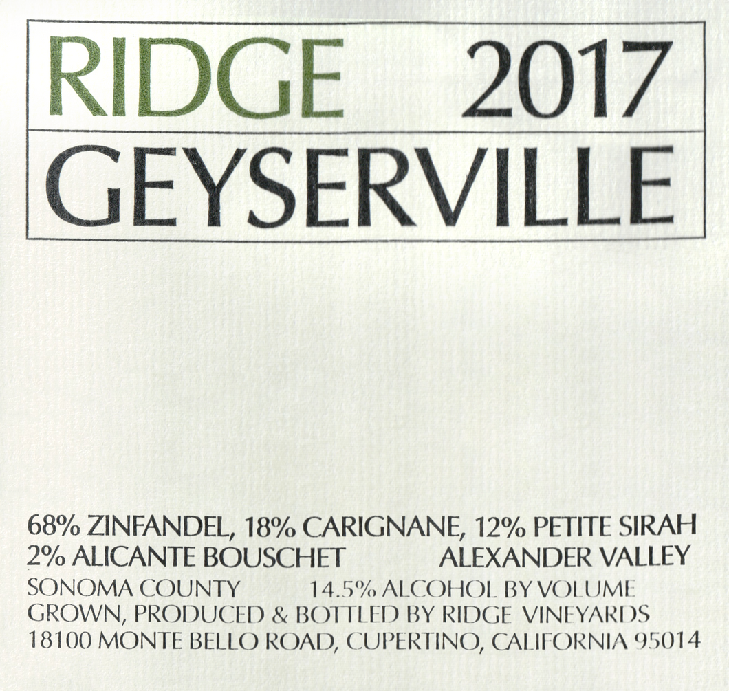 Ridge, Geyserville 2017 MAGNUM