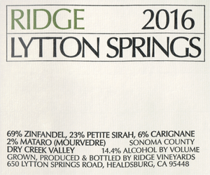 Ridge, Lytton Springs 2016 MAGNUM