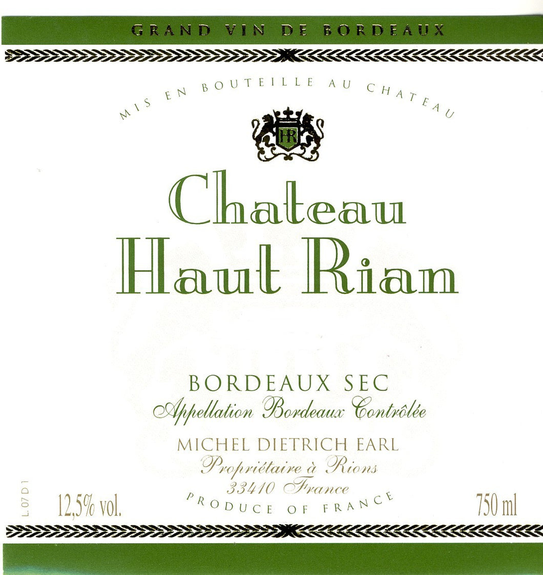 Château Haut-Rian, Bordeaux Sec 2007